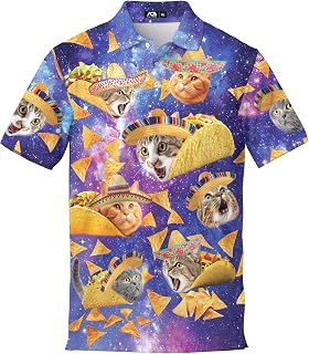Colorful Hawaiian Polo Shirts for Men Casual Mens Polo Shirts Short Sleeve Golf Shirts for Men