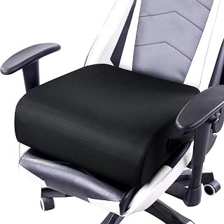 MABOZOO Extra Thick 6 Inch Memory Foam Chair Cushion - Non-Slip Booster Seat for Office Chair Height Boost, Pain Relief, Black 18x16
