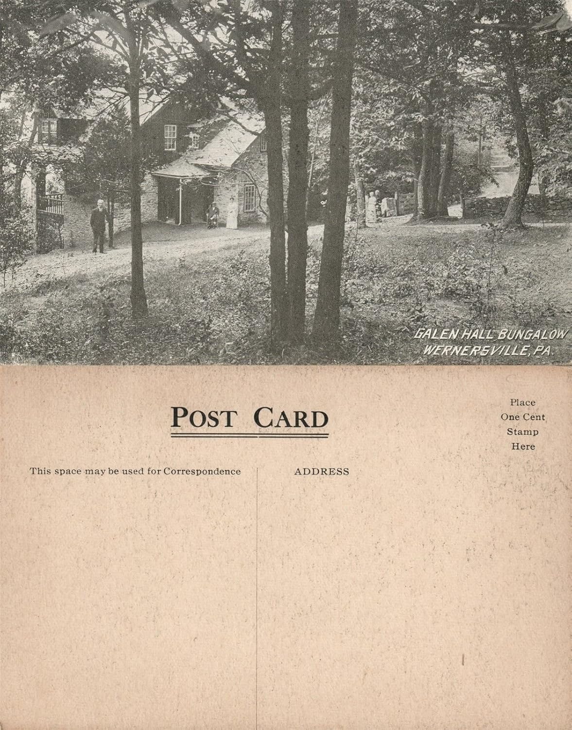 WERNERSVILLE PA GALEN HALL hotel BUNGALOW ANTIQUE POSTCARD