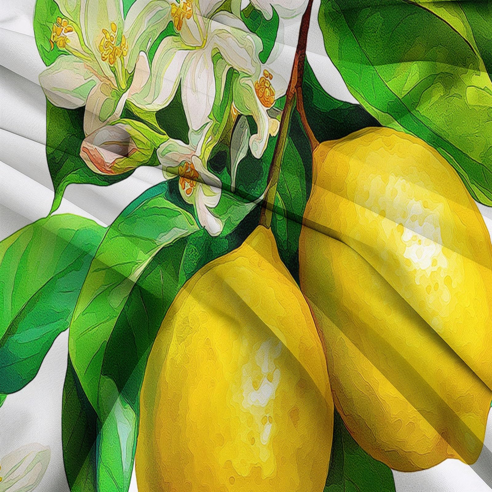 Generisch Bettwäsche 200 x 200 cm Verträumt Blume Zitrone, Gelb Microfaser Bettbezug Set 3-teilig mit Reißverschluss, Weich & Bügelfrei Deckenbezug, inkl. 2 Kissenbezüge 80 x 80 cm