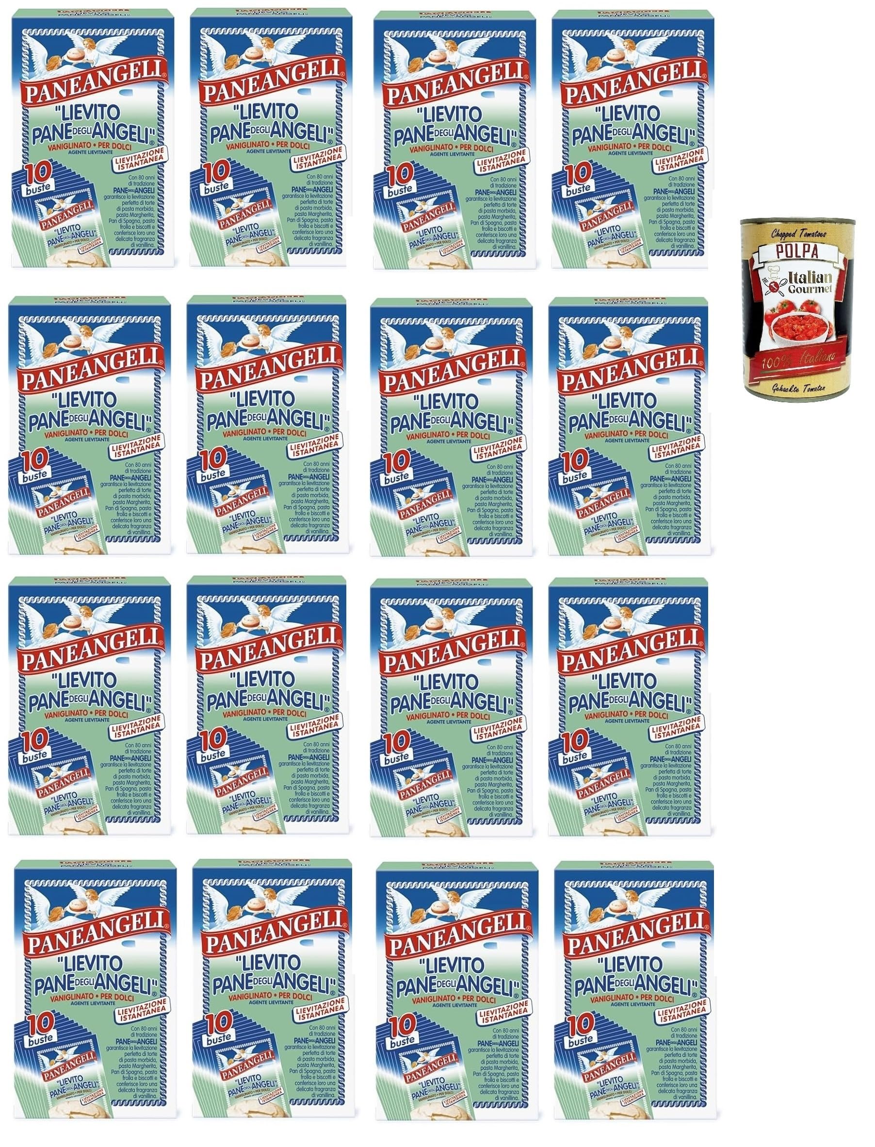 Italian Gourmet Lievito Vanigliato Dolci, Vanille Backpulver 16 x 10 x 16g | Aroma delicato per torte e biscotti, praktische Portionen für lockere, Gesamtnettogewicht 160 g + Kostenlos Polpa 400g