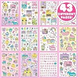 Horizon Group USA Sticker Book with Large and Small Sizes, Kids Stationary for Water Bottle, Notebooks, and Party Favors, Sanrio Hello Kitty and Friends
