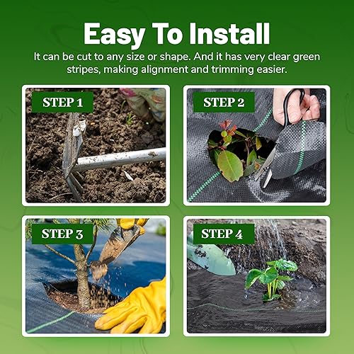 Miniatura 7 de TOPHOUSE Tela de paisaje resistente de 3 x 50 pies, barrera de malezas para huerto (3.2 onzas)