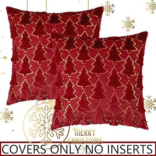 Miniatura 8 de UGASA - Juego de 2 fundas de almohada navideñas de 18 x 18 pulgadas, suaves, de piel sintética, copos de nieve, decorativas, lujosas, jacquard, para