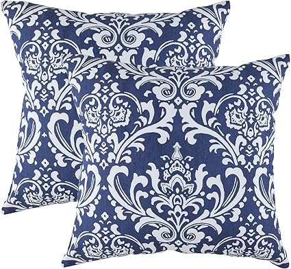 blue damask pillows