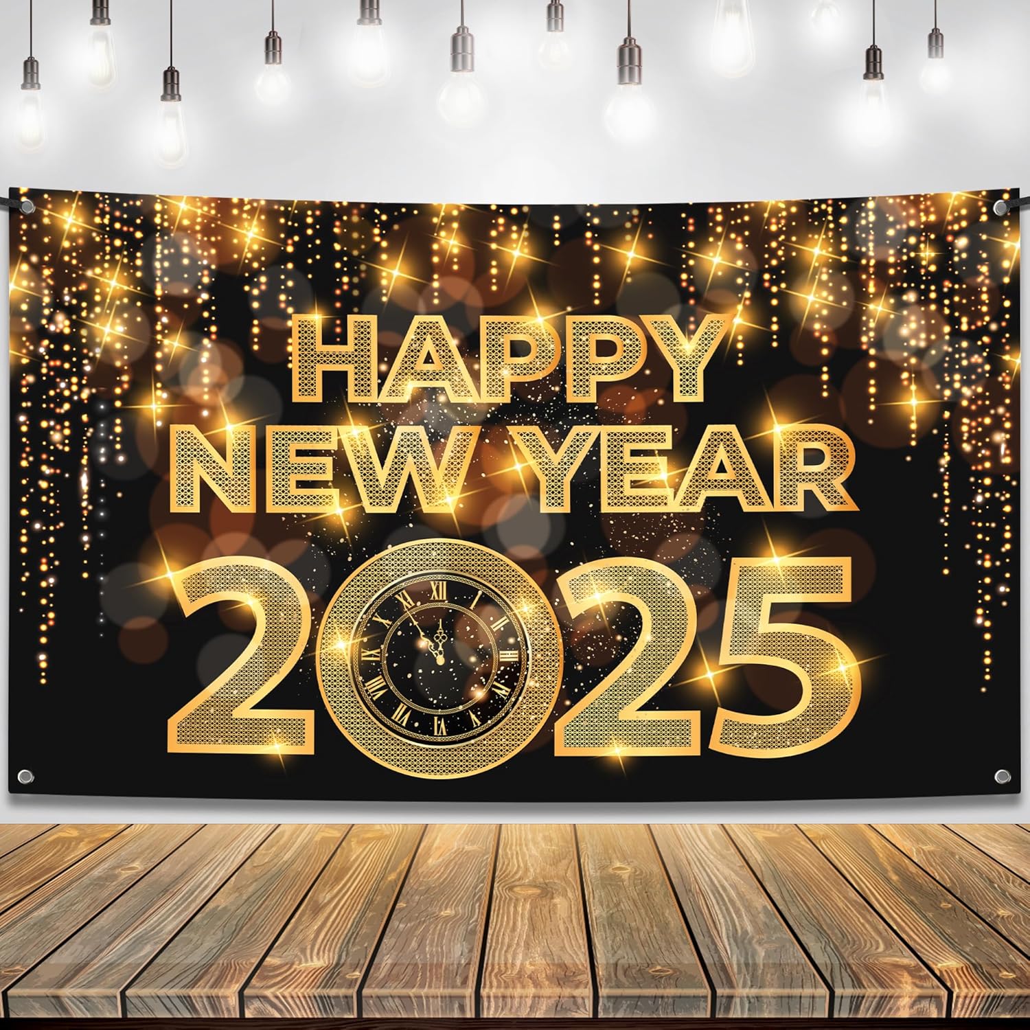 KatchOn, Happy New Year Hanging Swirls - Pack of 30 | Happy New Year Banner 2025 - New Year Backdrop, 72x44 Inch | Happy New Year Decorations 2025 | New Years Eve Party Supplies 2025, NYE Decorations