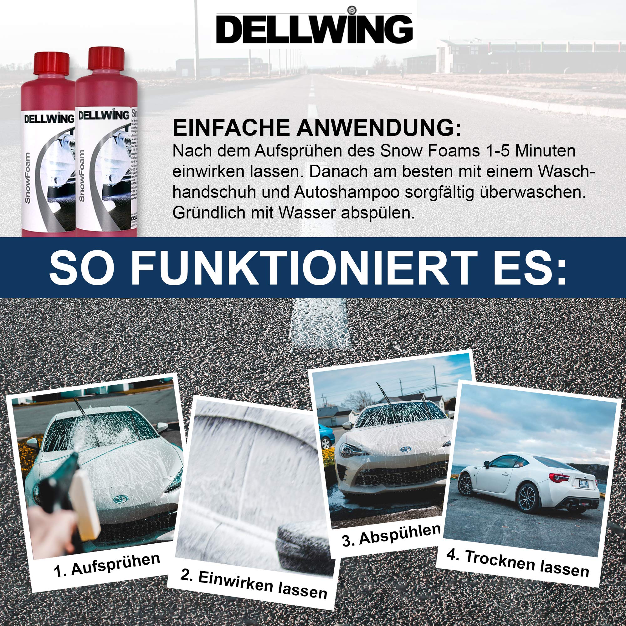 DELLWING Snow Foam BubbleGum 10 litros - Ideal para un prelavado suave - Forma una manta de espuma gruesa y duradera con un agradable aroma