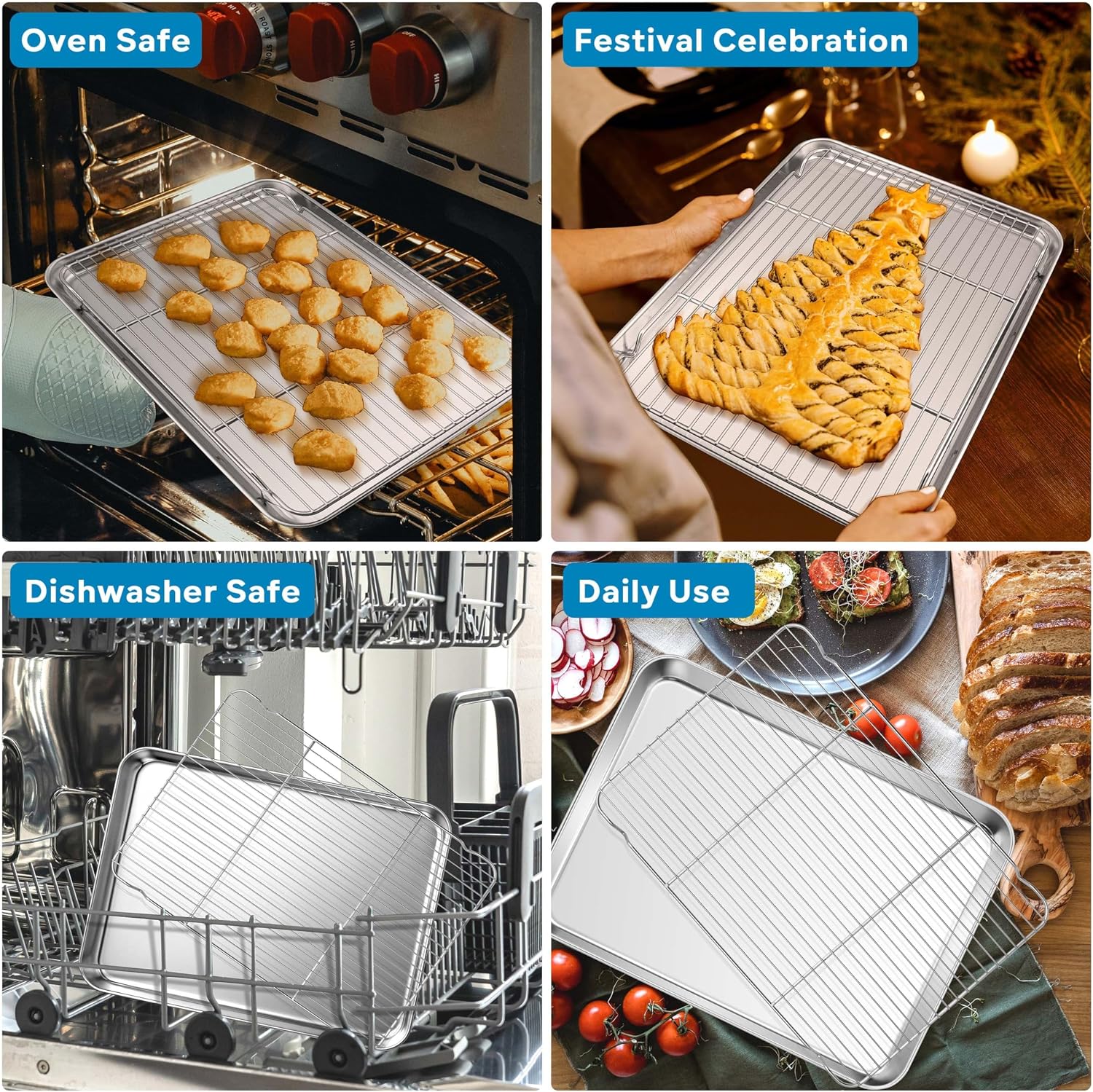 Herogo Large Baking Sheet with Wire Rack Set, 20 x 14 x 1 Inch