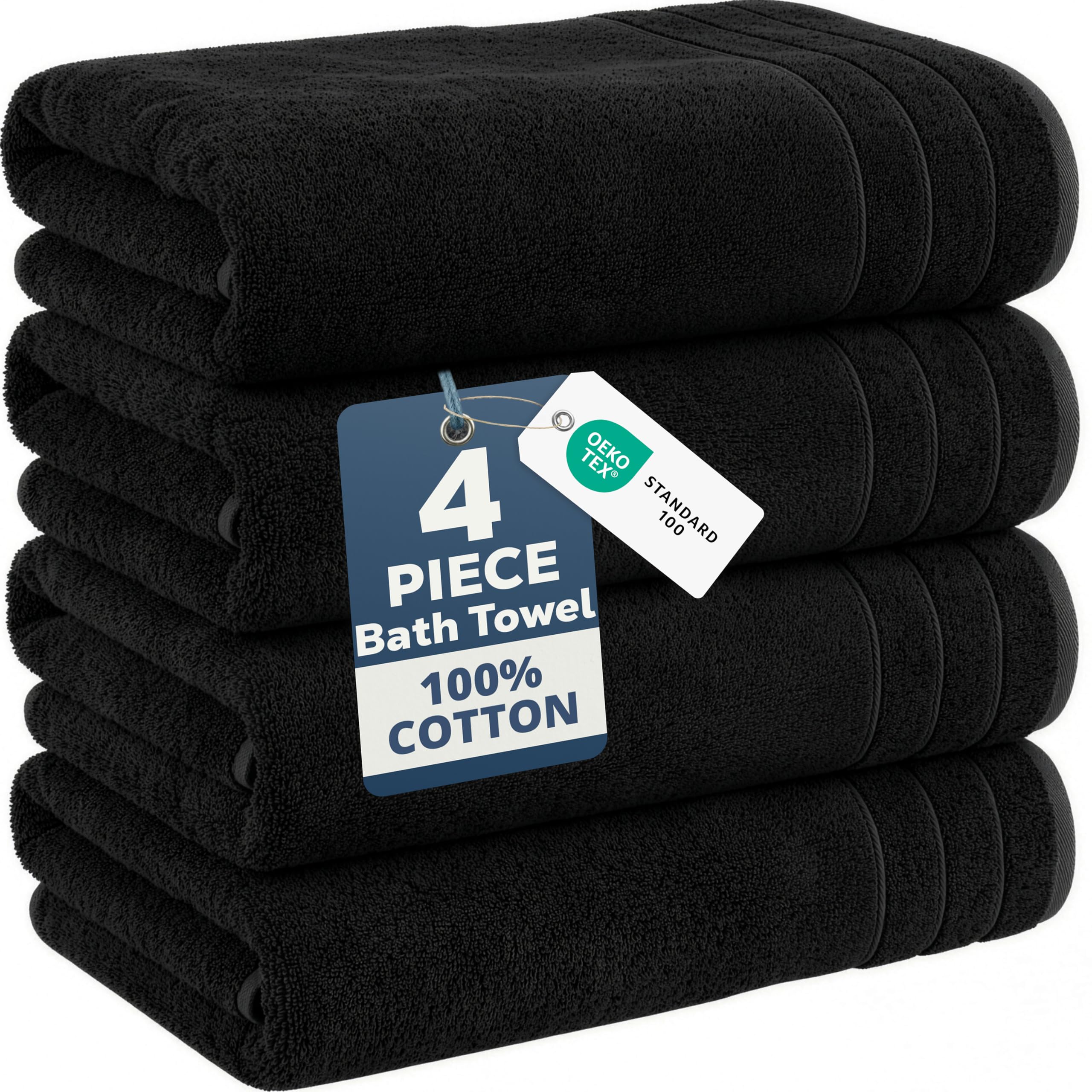 Casa Platino 100% Cotton Bath Towels 4 Pack (30"x60") - Ring Spun Mercerized Cotton Large Towel Set for Bathroom - Quick Dry, Soft & Absorbent Large