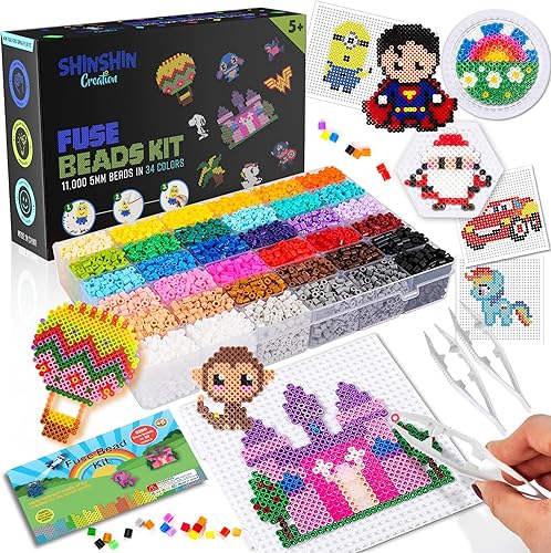 Kit XL de cuentas de fusible, cuentas de fusión para manualidades infantiles  Kit de planchado para niños - Cuentas de fusible, compatibles con Hama