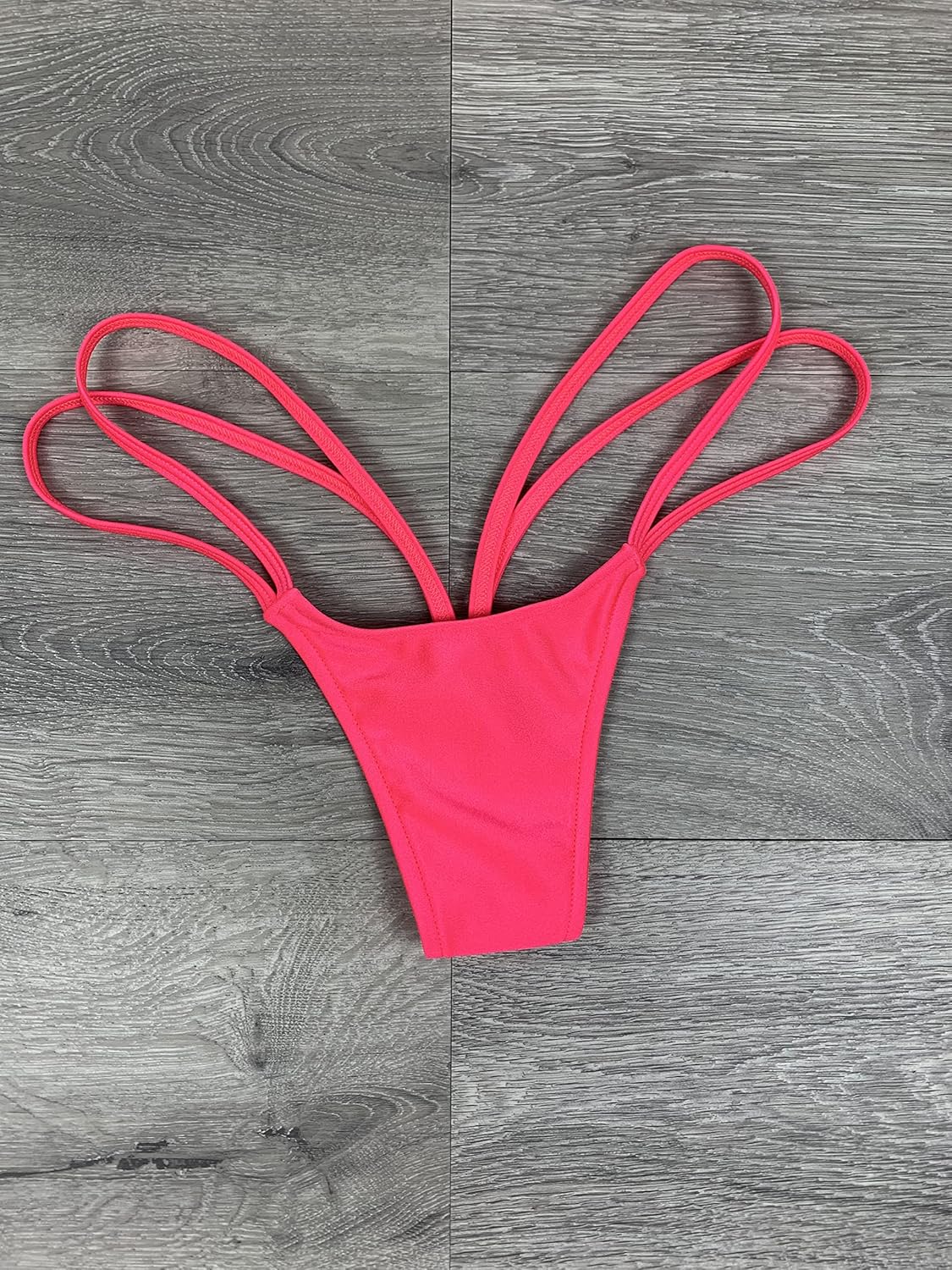 G-String Thong V- String Thong Neon Coral Double Strappy Thong Mini Micro Panty Rave Outfits Clubwear Skimpy Bikini Beach Panties Tanga Underwear Lingerie Exotic Dancewear Panties "Glow in the Dark" - Image 3