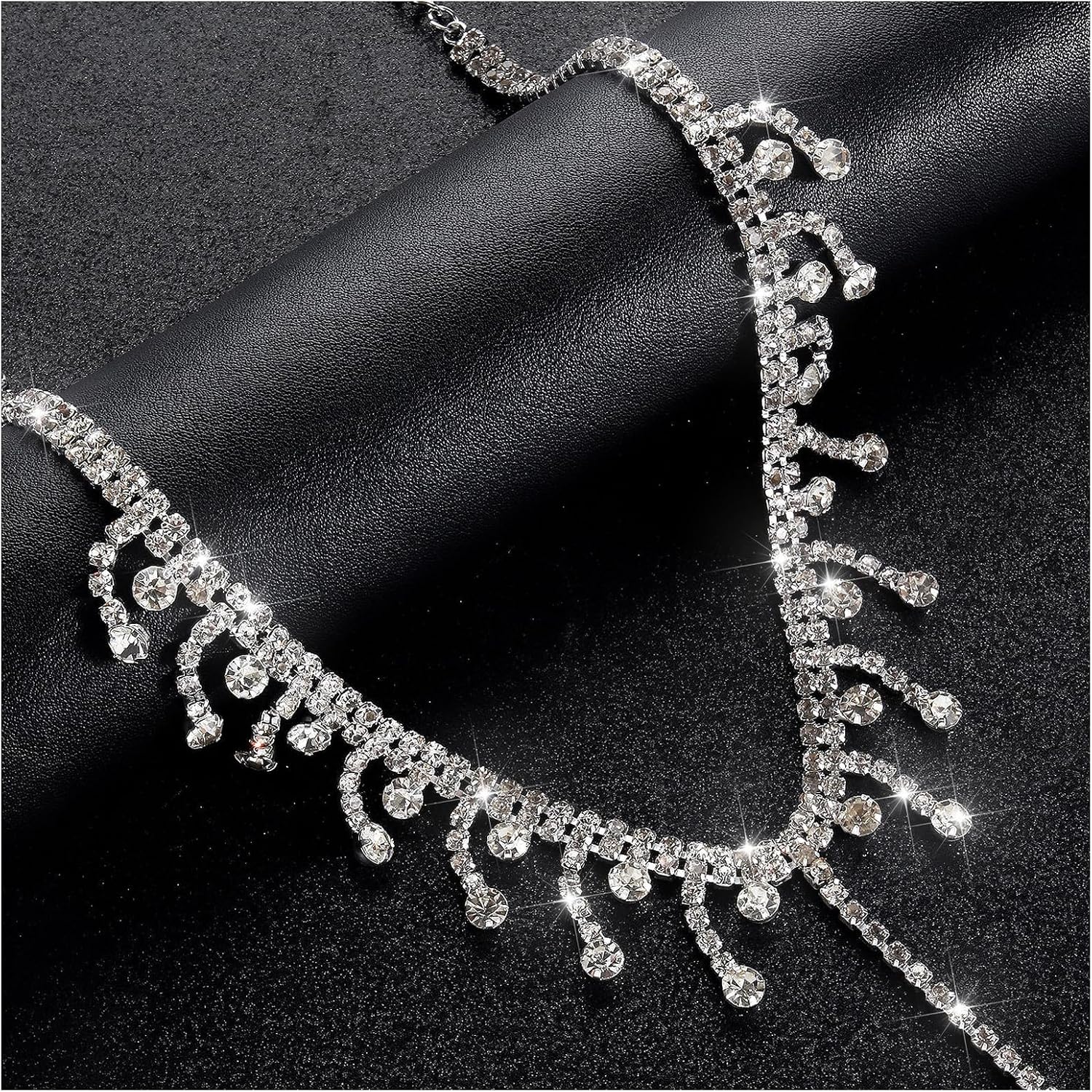 Rhinestone Tassel Choker Necklace Sexy Non Piercing Nipple Jewelry Summer Beach Chest Body Chain Crystal Nipple Body Accessories Jewelry for Women