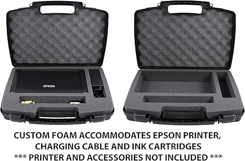 Miniatura 4 de CASEMATIX Funda de viaje compatible con Epson WF-100 y WF-110 impresora móvil inalámbrica, cartuchos de tinta, adaptador de corriente, cables