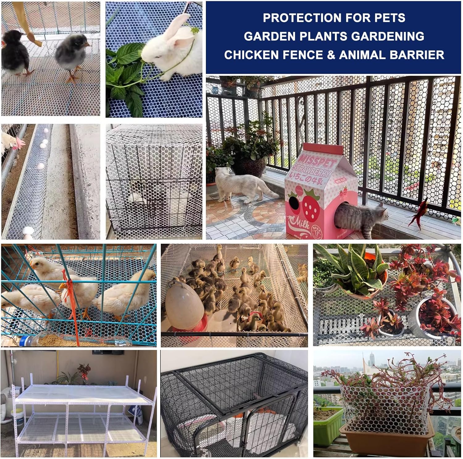 Green Plastic Wire Mesh Safety Fence Hexagonal Chicken Wire Fence Mesh, Poultry Netting Fencing for Gardening Plants, Floral, Animal Barrier Easy Ins(Size:1.8cm(0.7'') mesh-1*5m(3*16ft),Color:Green)