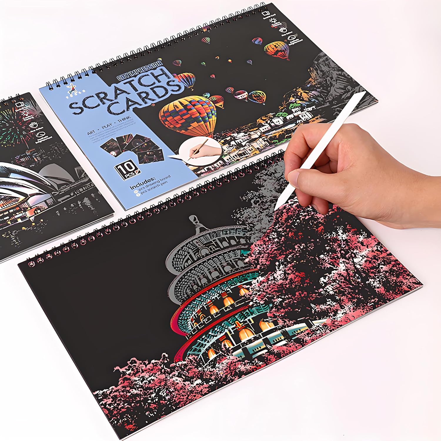 20-Page Scratch Art Book for Adults & Teens: Cityscape Engraving Kit with Travel Landmarks | Stress Relief, Mindfulness & Home Décor Craft Activity | Creative Gift for Artists (Colorful City Series)