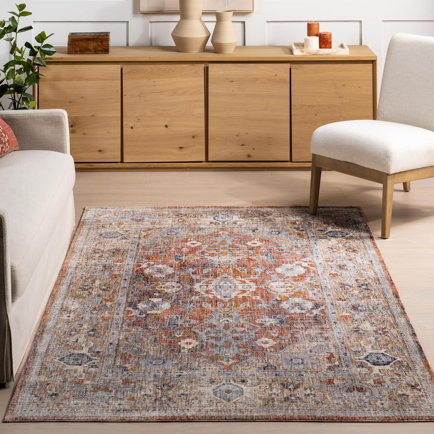 nuLOOM Brittany Medallion Area Rug - 5x8, Oriental Style, Rust/Blue for Living Room, Bedroom, Dining Room, Kitchen