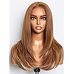 GORGIUS Ombre Brown Wig with Blonde Highlights Glueless Straight Wig Crafted With Style-Archive Technology: Premium Fiber & Remy Human Hair Blended with Natural Pre-Plucked Hairline