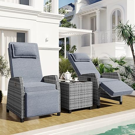 LUMISOL Outdoor Reclining Chairs Set of 2