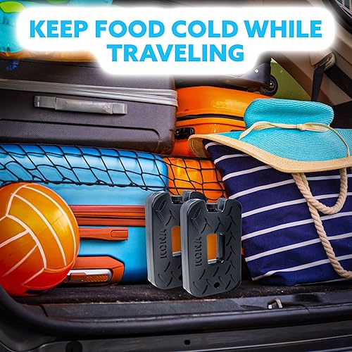 Miniatura 8 de Kona Paquete de hielo negrohielo de 2 libras para enfriadores, diseño de larga duración, paquete de hielo reutilizable y recongelable (4)