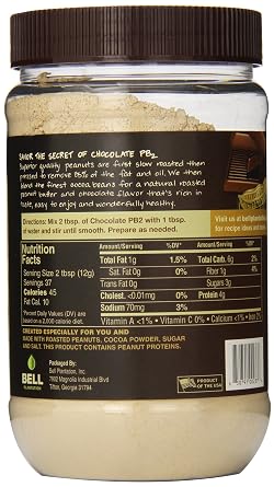 Bell Plantation Powdered Peanut Butter with Premium Chocolate, 16 Ounce (Pack of 12)