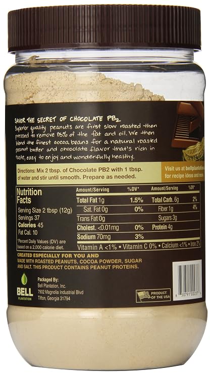 Bell Plantation Powdered Peanut Butter with Premium Chocolate, 16 Ounce (Pack of 12)