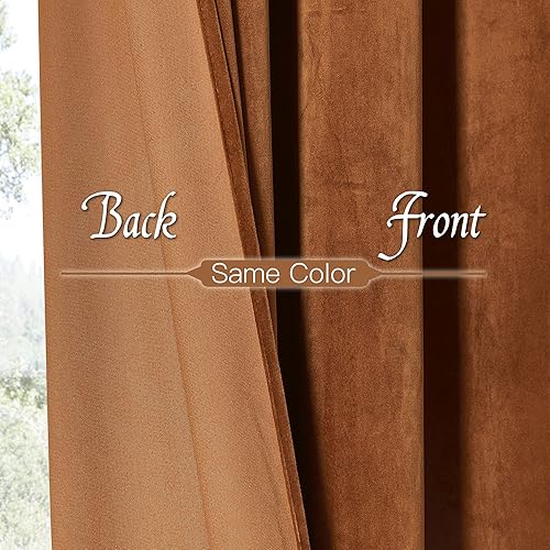 Miniatura 101 de RYB HOME Juego de 2 paneles de cortinas de terciopelo malva, cortinas y cortinas para oscurecer la habitación, con aislamiento térmico, decoración