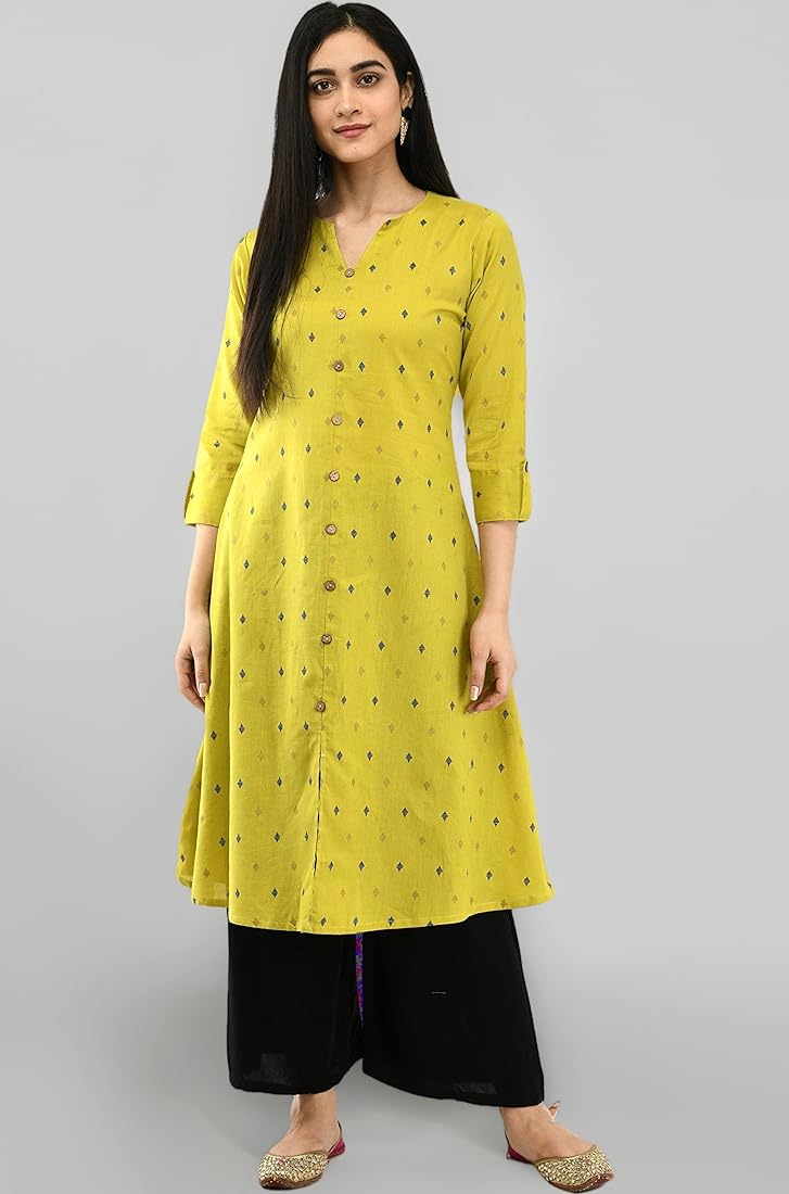 a line kurta dress Yash Gallery Women's Kantha Stripe A-line Kurta & Pant Set (Blue) main image 0