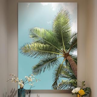 Renditions Gallery Canvas Nature Wall Art Home Paintings & Prints Palm Tree Sky View Glam Romantic Artwork Wall Hanging Decorations for Bedroom Living Room Office Kitchen - 18"x27" LT06