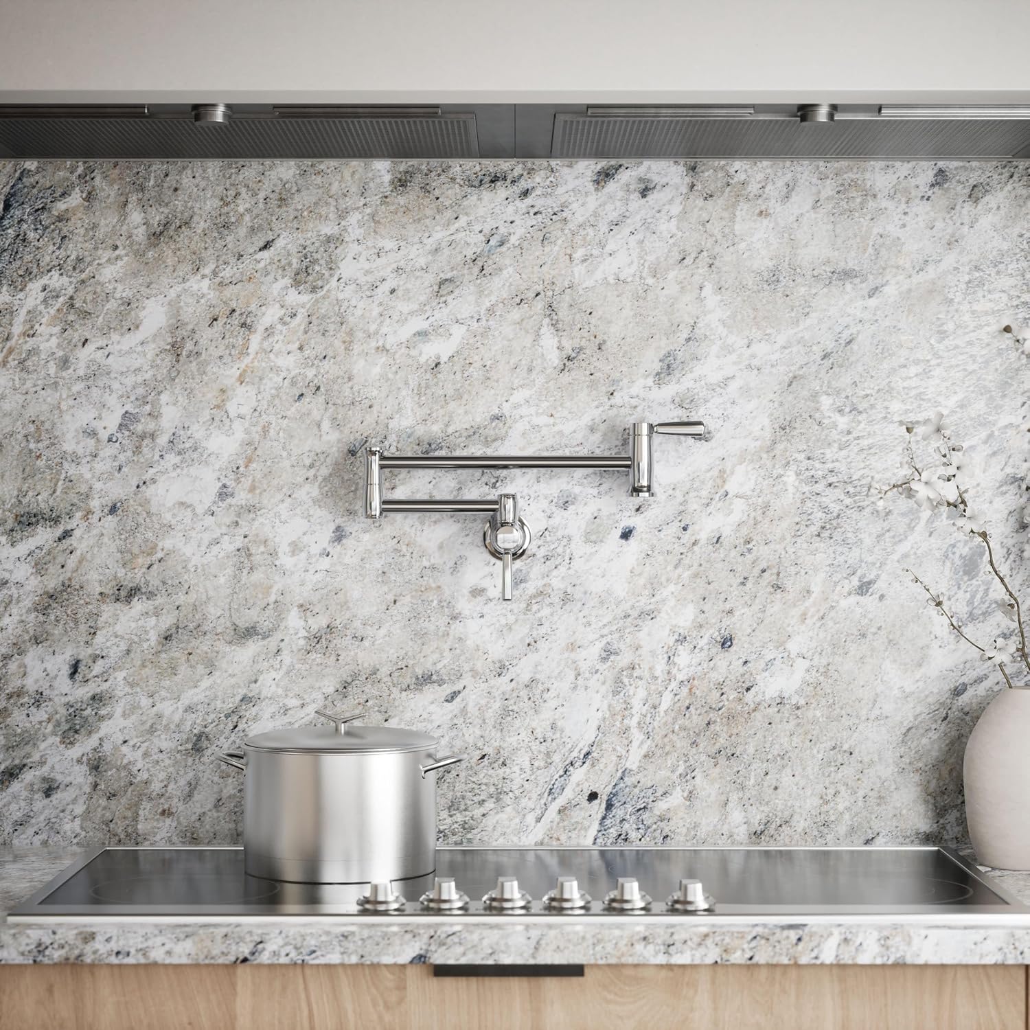 KOHLER 35744-CP Traditional Style Wall-Mount Pot Filler Kitchen Faucets, Polished Chrome