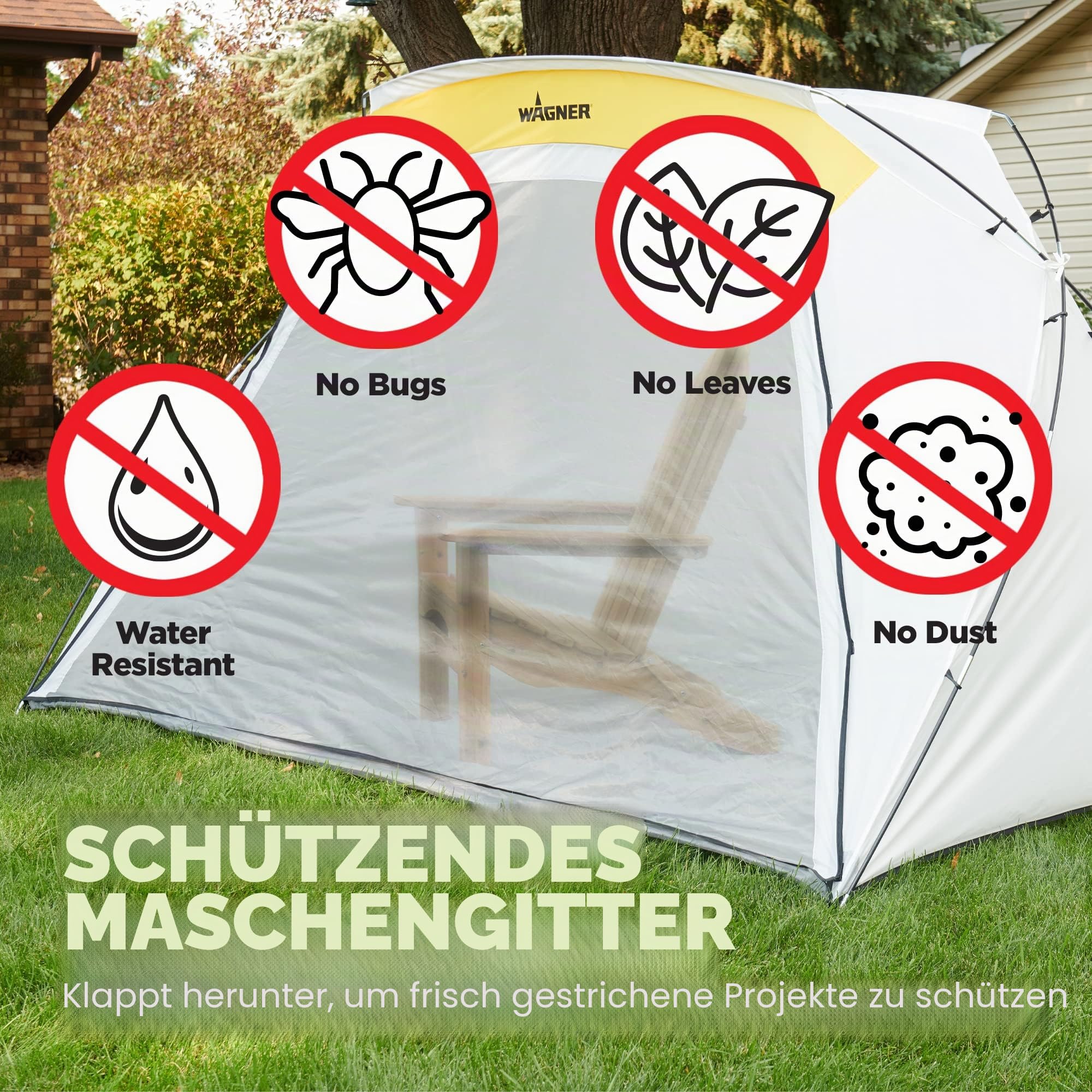 Wagner Spraytech C900038.M Großer Spritzschutz mit eingebautem Boden und Bildschirm, Hobby-Lackierkabine, weiß, gelb