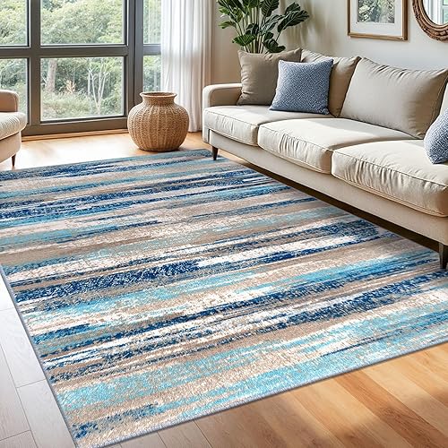 Miniatura 162 de Alfombra moderna abstracta de 2 x 6 pies, alfombra de pasillo lavable gris negro multi para cocina, antideslizante, suave, alfombra delgada de Gris