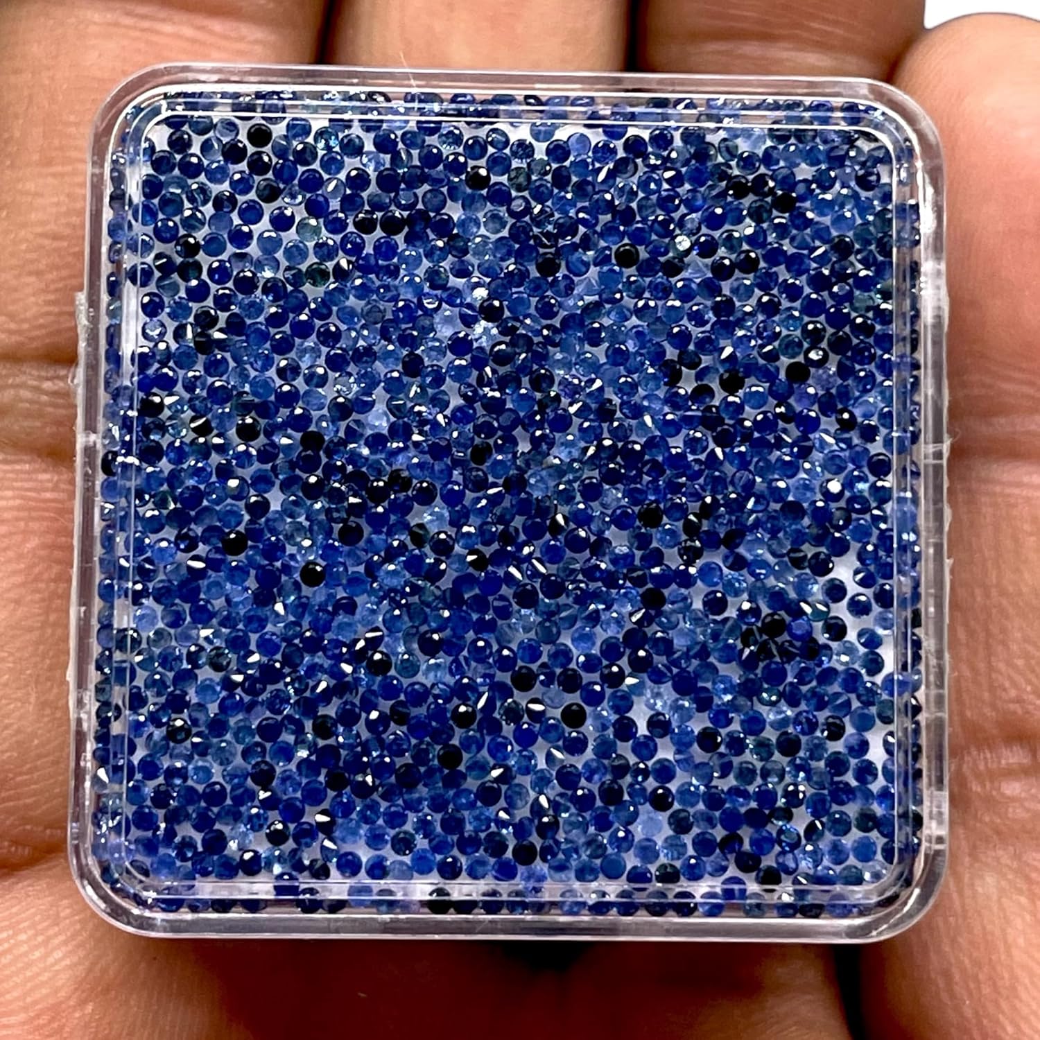 100 Pcs Natural Sri Lankan Blue Sapphire 1.1mm Round Diamond Cut Loose Gemstones