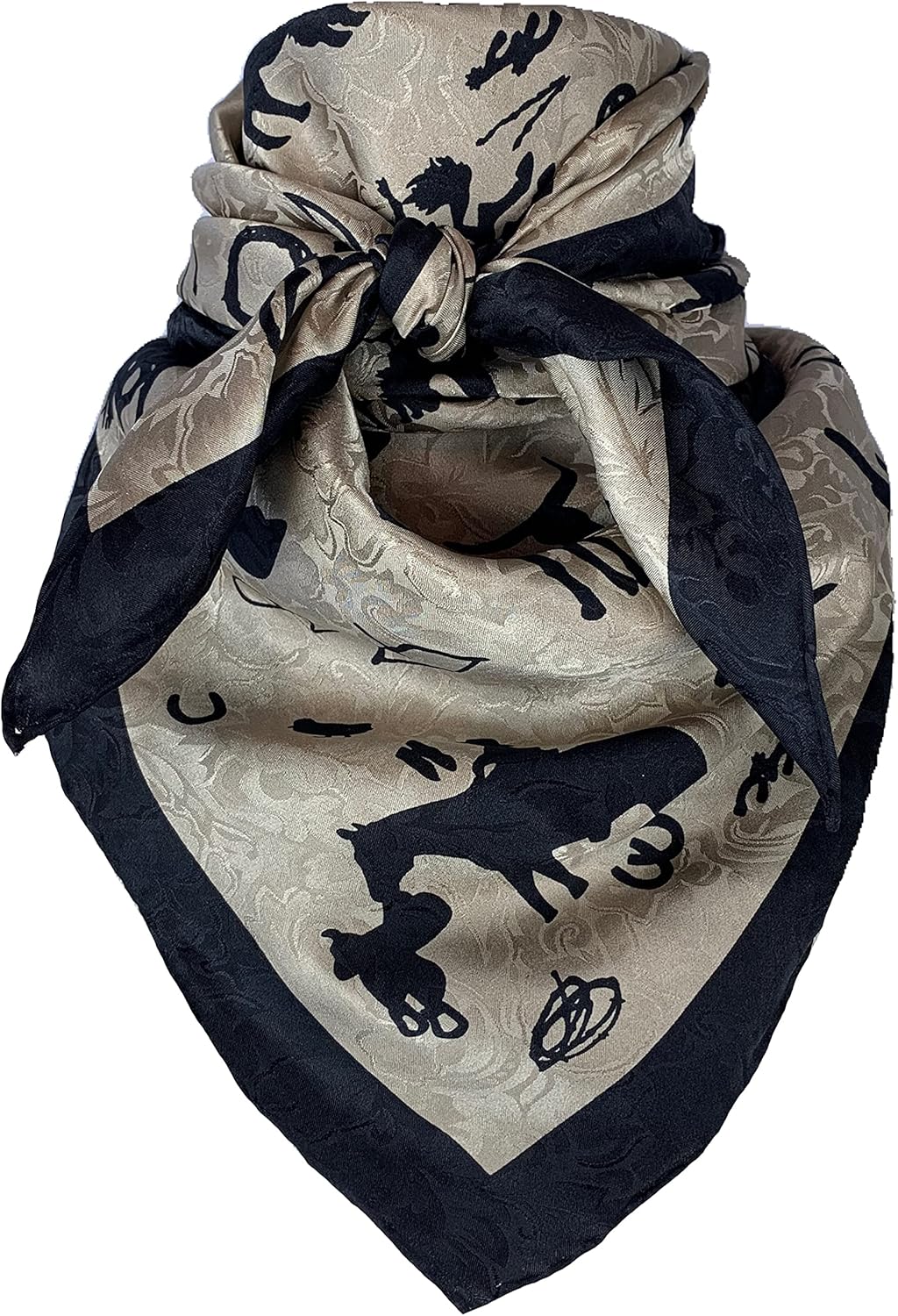 Wyoming Traders Cowboy Silhouette Wild Rag 100% Silk Scarf Bandana Multiple Colors and Sizes