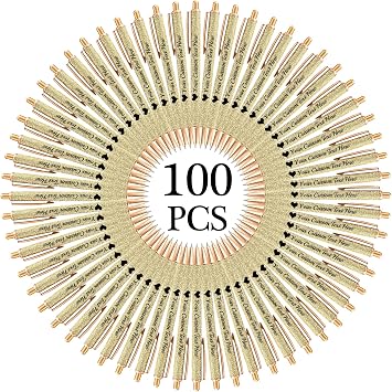 Up to 100 Personalized Pens Bulk with Name,Custom Glitter Ballpoint Pen Printed Business Logo Text Message,Customized Gift for Women Girl Wedding Birthday Office Promotion-Black Ink100PCS Gold
