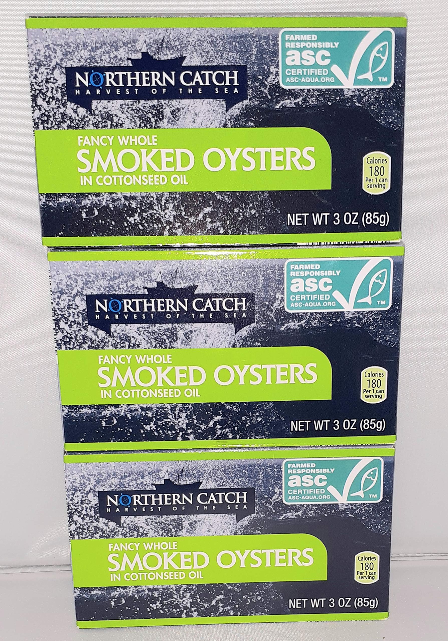 - SMOKED OYSTERS IN COTTONSEED OIL, 3 Ounce (Pack of 3)