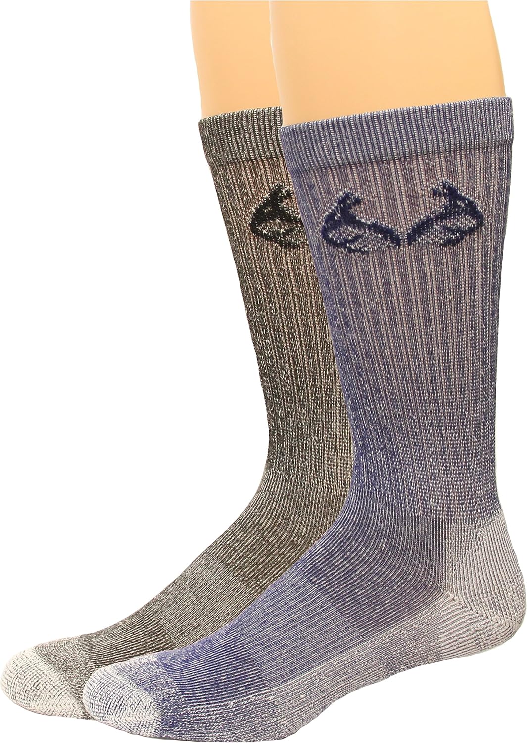 Realtree Men's CoolMax Crew Socks, 2 Pair, Large (M 9-13), Denim/Blk