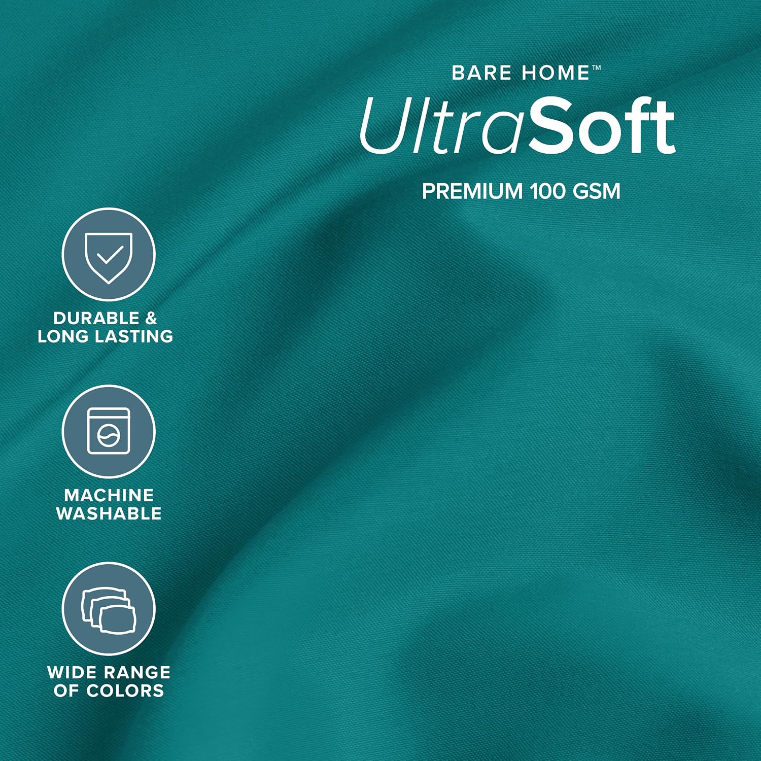 Bare Home Queen Sheet Set - 1800 Ultra-Soft Microfiber Queen Bed Sheets - Double Brushed - Deep Pockets - Easy Fit - 4 Piece Set - Bedding Sheets & Pillowcases (Queen, Emerald)