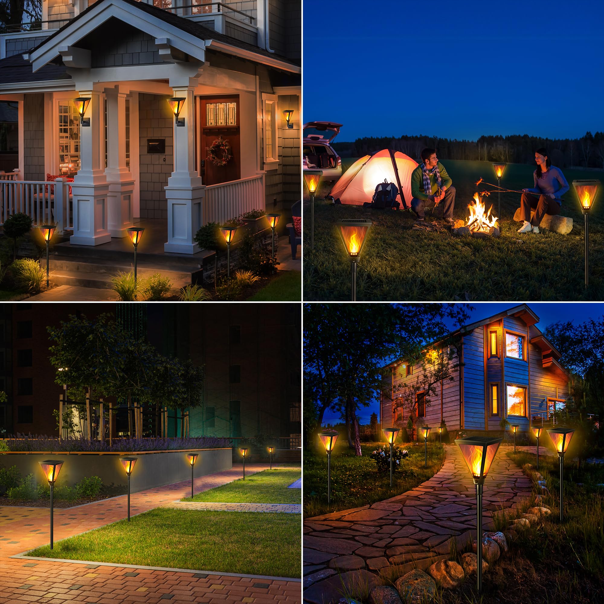 Joomer Solarlampen für Außen mit Realistischer Flammeneffekt 2 Stück 28LED | Solarleuchten für Außen Garten IP65 Wasserdicht Gartenfackeln für Draußen Solar Garten Rasen Auffahrt Gartenweg Deko
