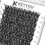 KEYYOU Lash Clusters, 96 Pcs DIY Lash Extensions, D Curl 16mm, Black, Realistic, Non-Irritating, Easy DIY at Home
