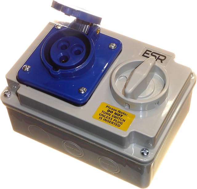 16 Amp 230V 3 Pin Interlock Socket Switched 2P+E Single Phase Blue