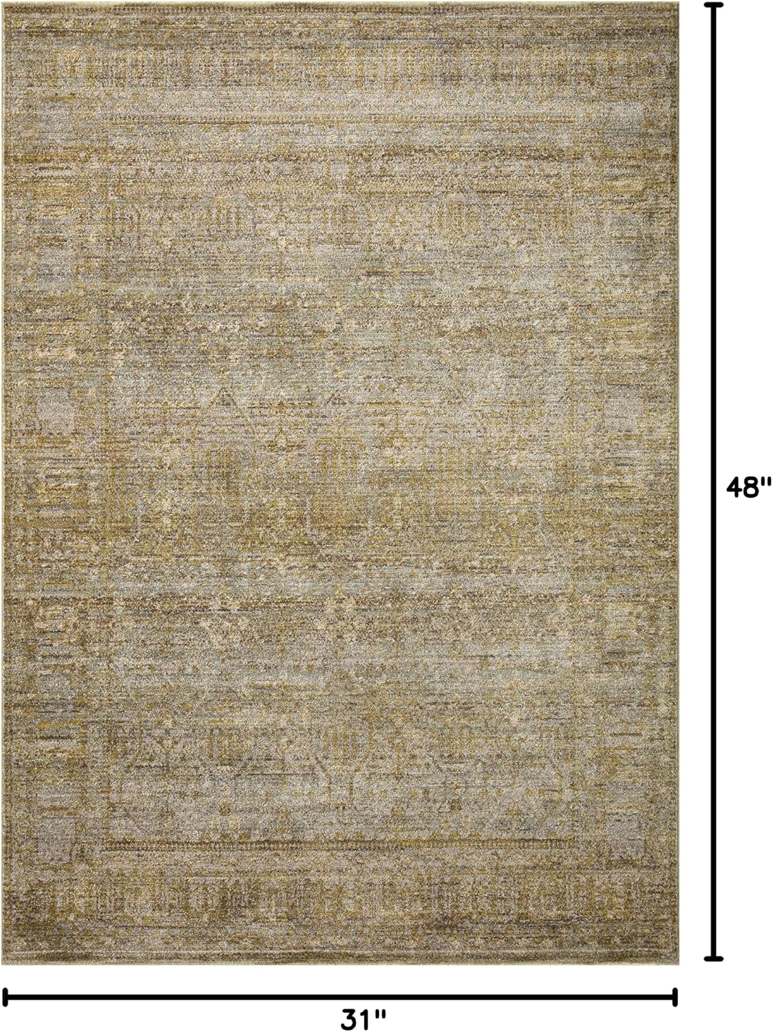 Loloi Jean Stoffer Bradbury Collection, Dove & Gold, 2'-7" x 4' Accent Rug – Modern & Traditional Area Rugs for Living Room Bedroom Entryway & Hallway No Shed High Traffic Area Decor Rug