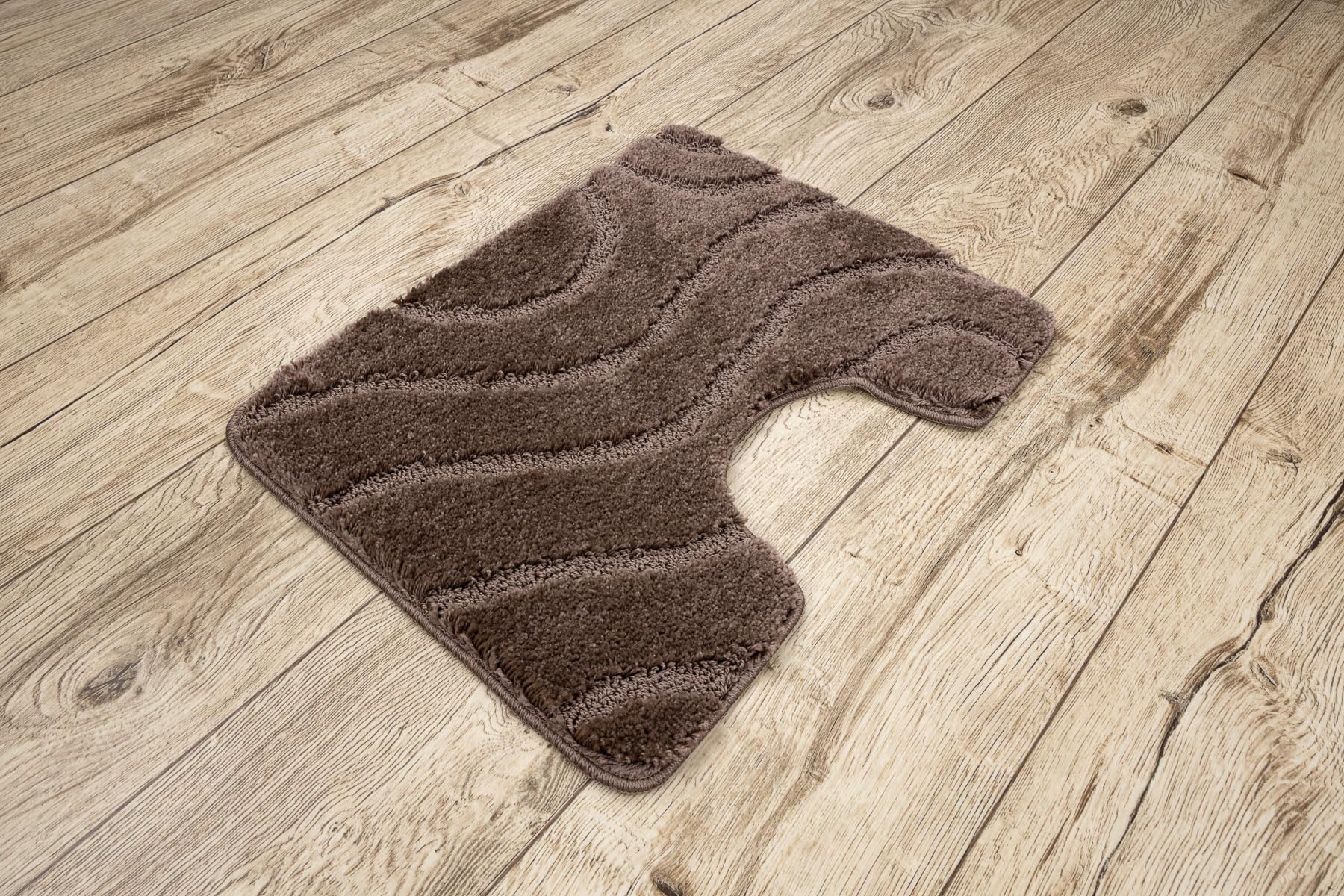 rugsx Set 2 alfombras de baño SUPR Waves, Ejes, Alfombra baño Antideslizante, Suave y Lavable, marrón 60x100 cm