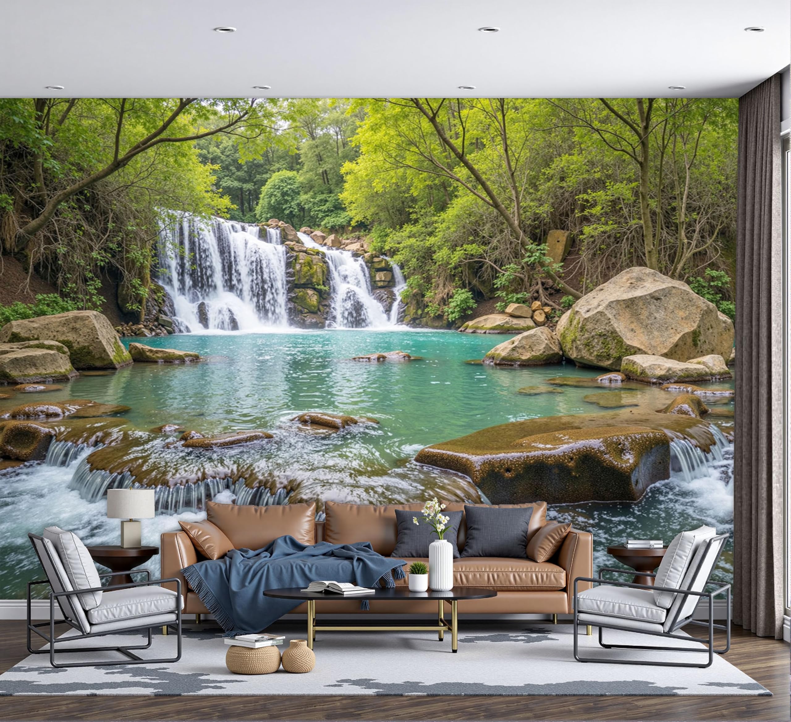 Poster panoramique forêt en soie haut de gamme pour grand mur