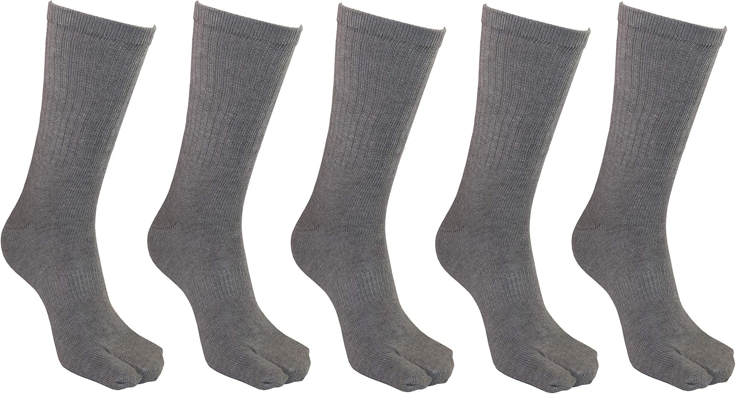 Men's 2 Toe Sandal Flip Flops Japanese Tabi Socks, 5 Pairs Pack