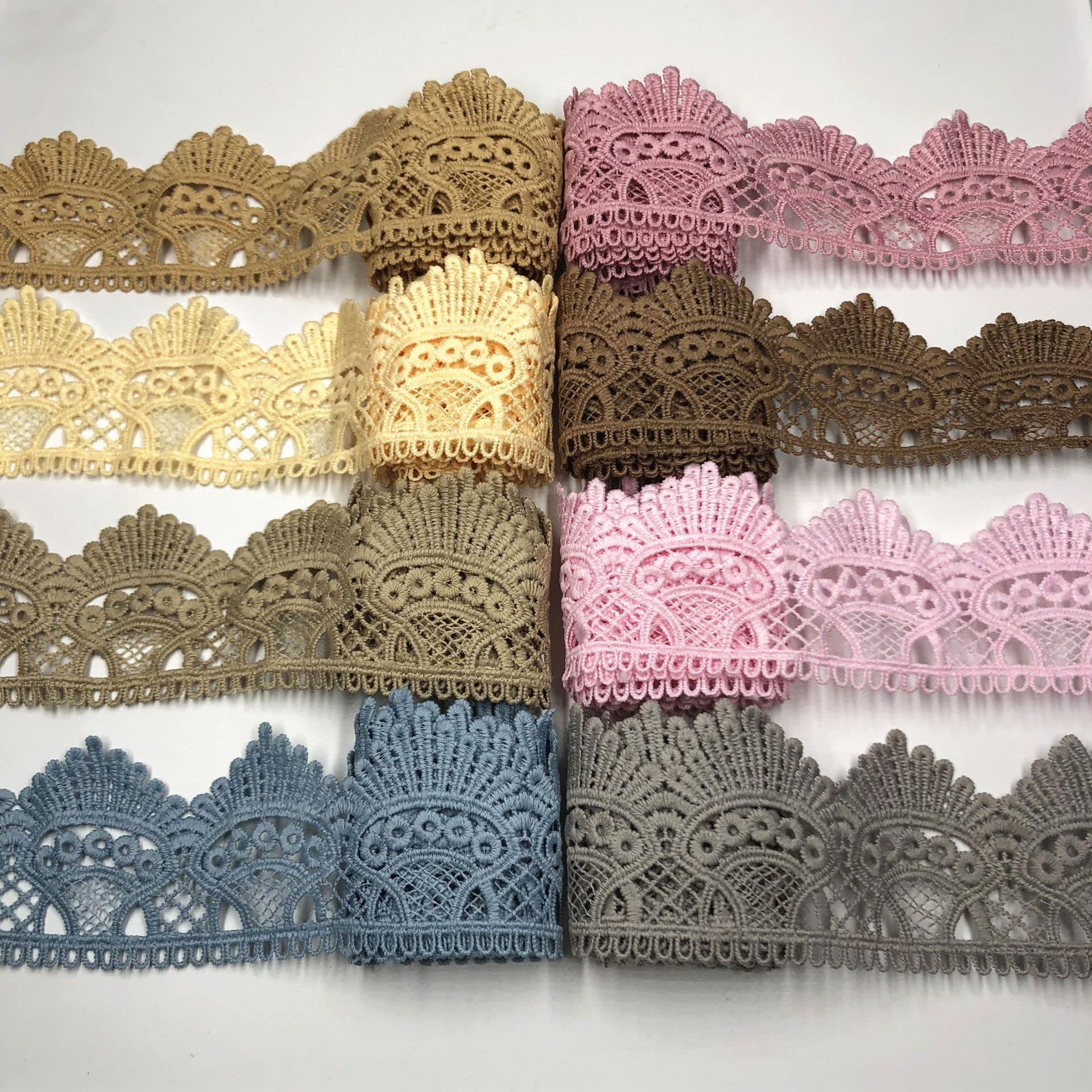6 Yards 11 cm klassiek kanten lint kant rand sierrand decoratieve band waskant gehaakte rand kant gevlochten rand stof rand kant trim sierkant stikboord kraag applicatie, roze