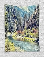 Vista 57 de Ambesonne Tapiz de cornamentas, cervatillo de ciervo de cola blanca en el desierto en el campo, tema de caza rural, colgante de pared