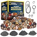 NATIONAL GEOGRAPHIC Rock Refill - Mega Madagascar Pack, 3 lb of Gemstones Including Rose Quartz, Jasper, Labradorite, & More, Tumbler Grit & Jewelry Settings