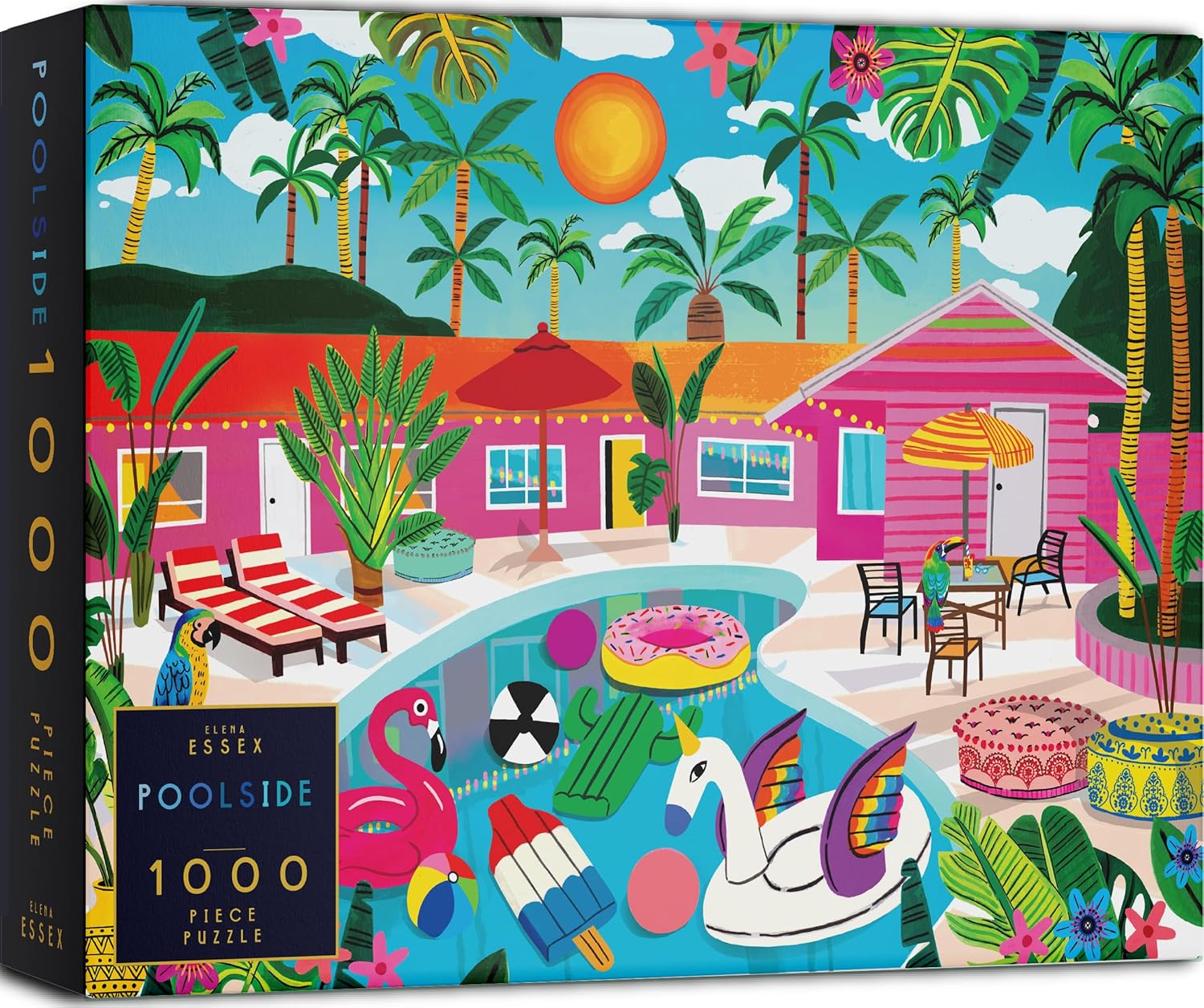 Elena Essex 1000 Piece Puzzle for Adults - Poolside, Puzzles for Adults 1000 Pieces, Jigsaw Puzzles, Colorful Summer Swimming Pool Holiday Puzzle, Size 20x28inches