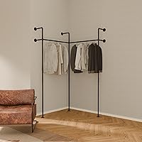 Vista 1 de pamo Perchero industrial para ropa de tubería de metal, capacidad de 390 libras, percheros montados en la pared para colgar ropa - KIM II EDGE