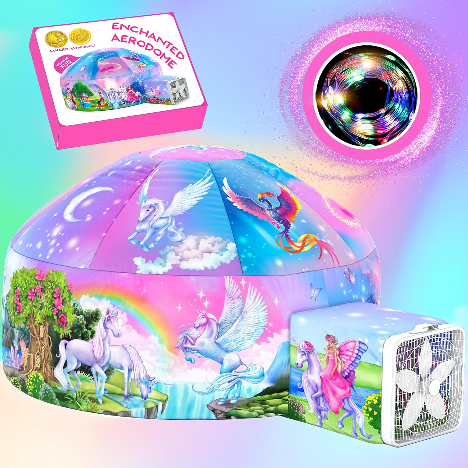 W&O Enchanted Princess Inflatable Fort with LED Lights - Fan Not Included